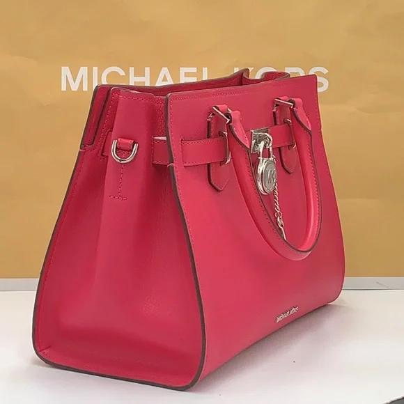 MICHAEL KORS HAMILTON MEDIUM SATCHEL   COLOR: Electric Pink  NWT - Picture 7 of 16